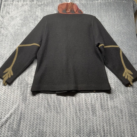 Covelo Wool Jacket XL Floral Embroidered Art Wear‎ Silk Collar Asymmetrical Zip - Picture 7 of 13